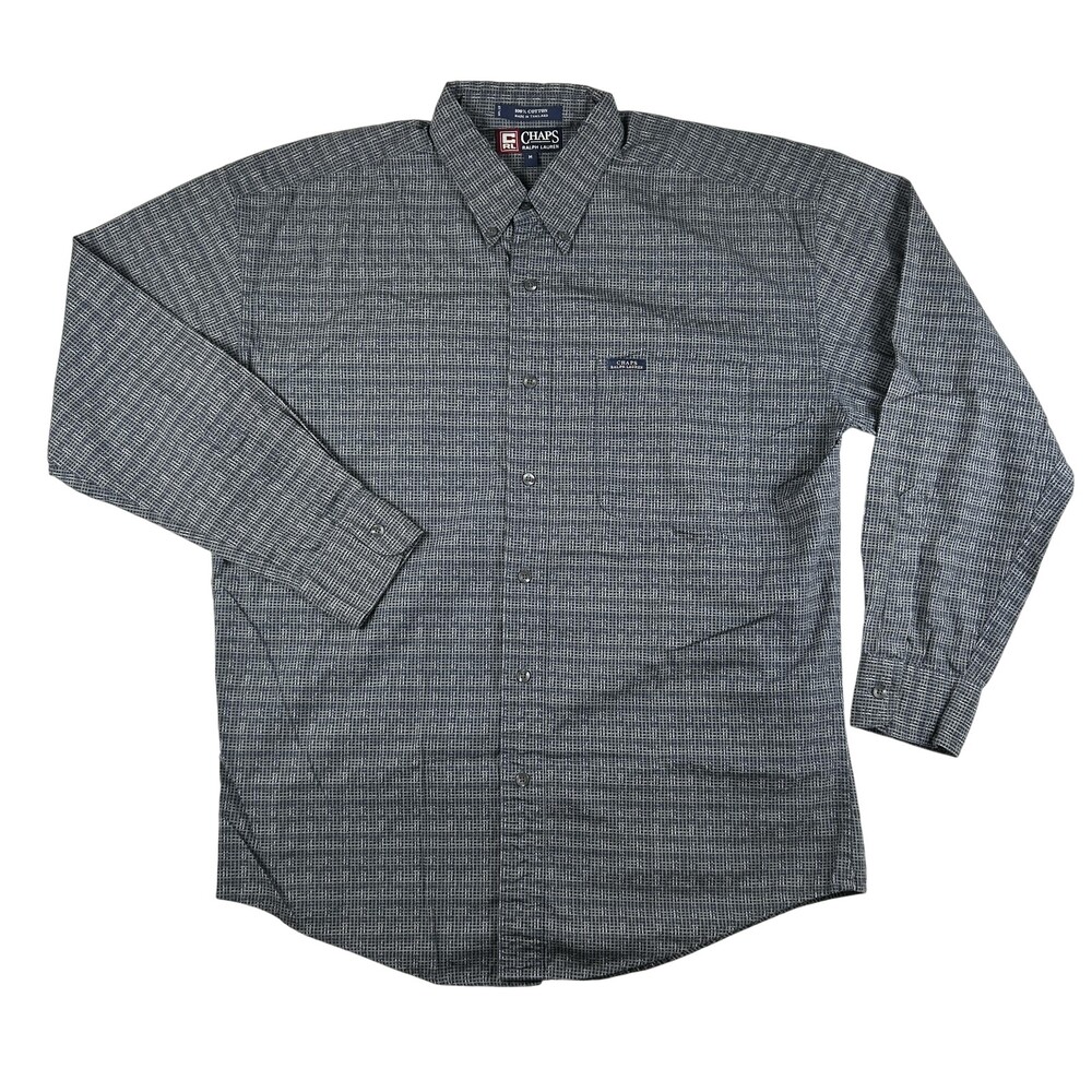 Chaps Ralph Lauren Shirt Mens Medium Geometric Button Down Wrinkle Free